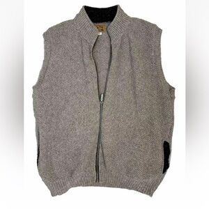 Vintage Alps Knit Zip Cardigan XL Mens Tan Black Wool Outdoors Camping Grandpa